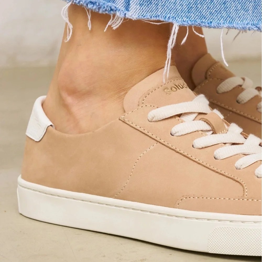 Soludos The Ibiza classic sneaker leather‎ Women's champagne white Sneakers 9.5